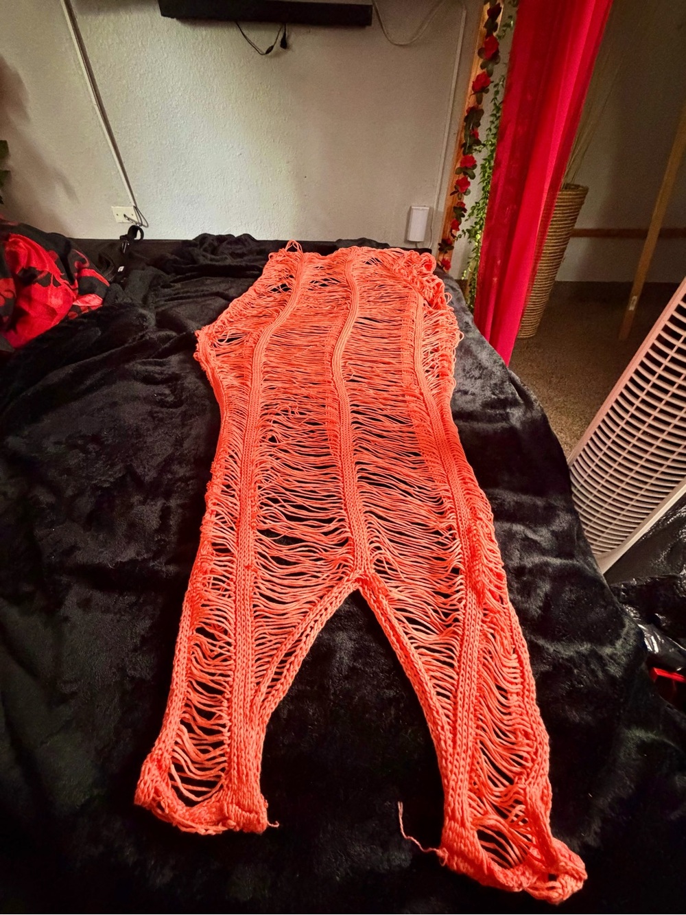 Fashion Nova Orange & White Crochet Halter Cover-Up Maxi - Picture 6 of 8